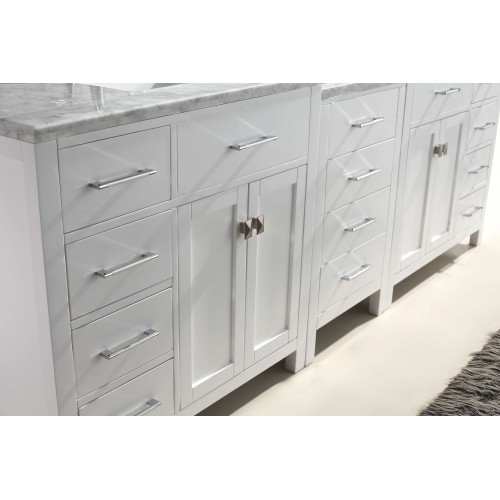 Caroline Parkway 93" Double Bathroom Vanity Cabinet Set in White