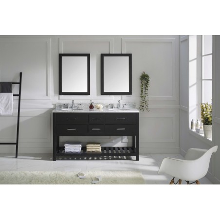 Caroline Estate 60" Double Bathroom Vanity Cabinet Set in Espresso