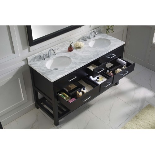 Caroline Estate 60" Double Bathroom Vanity Cabinet Set in Espresso