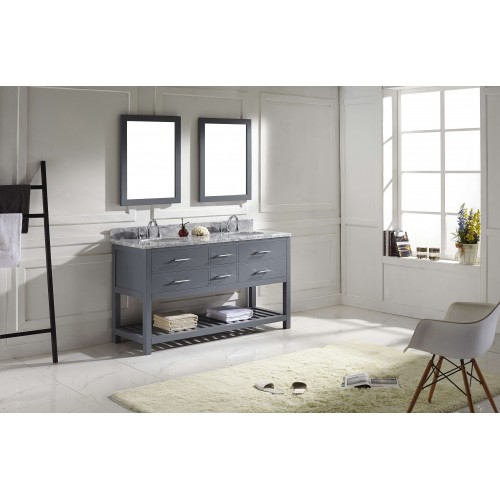 Caroline Estate 60" Double Bathroom Vanity Cabinet Set in Grey