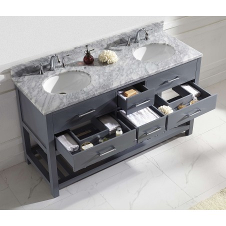 Caroline Estate 60" Double Bathroom Vanity Cabinet Set in Grey