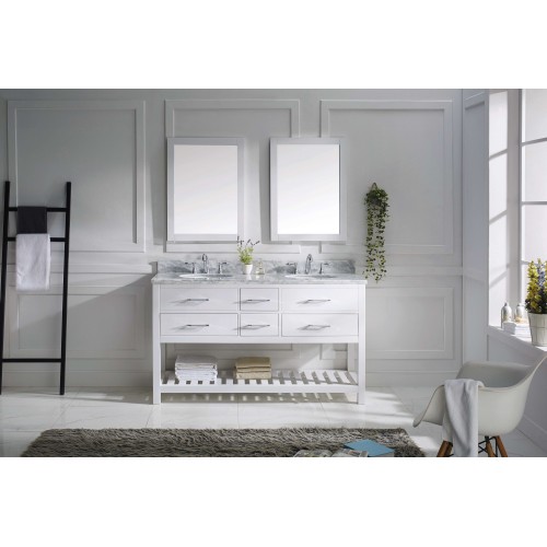 Caroline Estate 60" Double Bathroom Vanity Cabinet Set in White