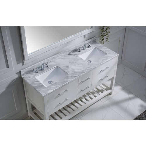 Caroline Estate 60" Double Bathroom Vanity Cabinet Set in White