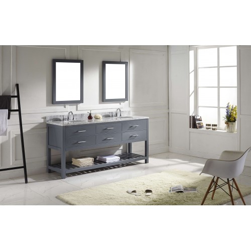 Caroline Estate 72" Double Bathroom Vanity Cabinet Set in Grey