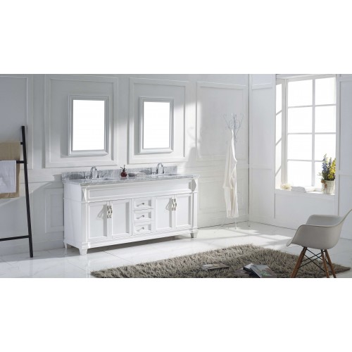 Victoria 72" Double Bathroom Vanity Cabinet Set in White