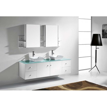 Clarissa 72" Double Bathroom Vanity Cabinet Set in White