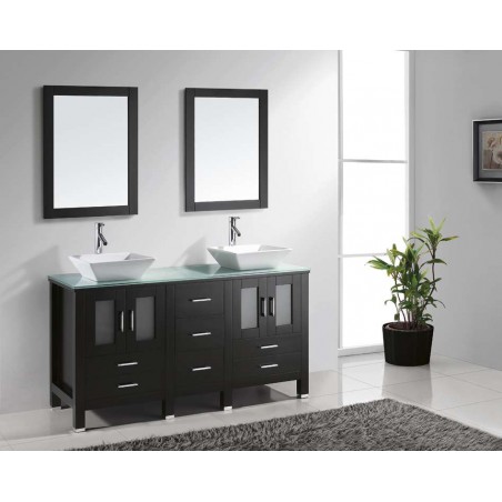 Bradford 60" Double Bathroom Vanity Cabinet Set in Espresso
