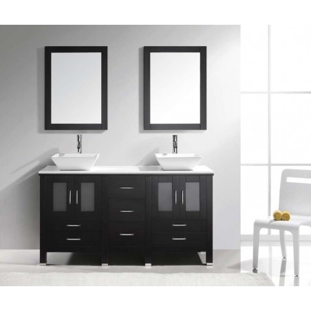 Bradford 60" Double Bathroom Vanity Cabinet Set in Espresso