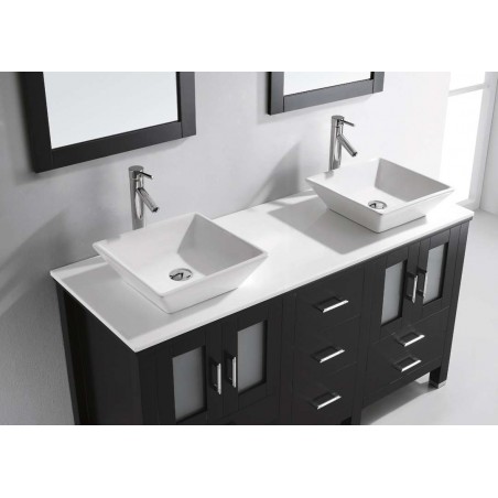 Bradford 60" Double Bathroom Vanity Cabinet Set in Espresso