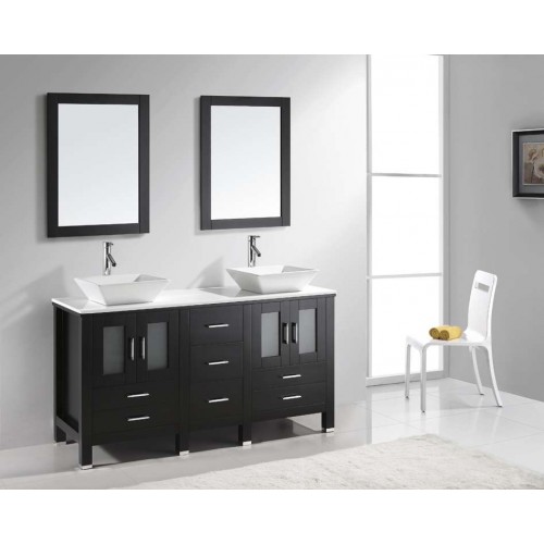 Bradford 60" Double Bathroom Vanity Cabinet Set in Espresso