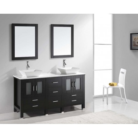 Bradford 60" Double Bathroom Vanity Cabinet Set in Espresso