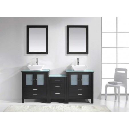 Brentford 72" Double Bathroom Vanity Cabinet Set in Espresso