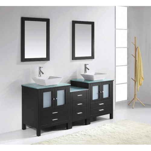 Brentford 72" Double Bathroom Vanity Cabinet Set in Espresso