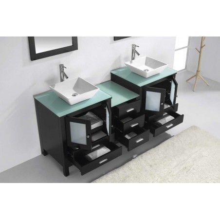 Brentford 72" Double Bathroom Vanity Cabinet Set in Espresso