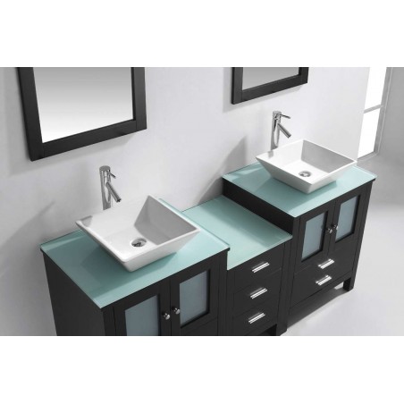 Brentford 72" Double Bathroom Vanity Cabinet Set in Espresso