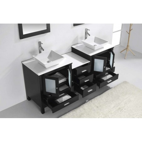 Brentford 72" Double Bathroom Vanity Cabinet Set in Espresso