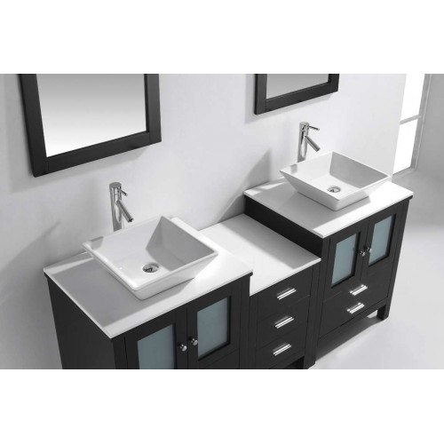 Brentford 72" Double Bathroom Vanity Cabinet Set in Espresso