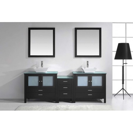 Brentford 90" Double Bathroom Vanity Cabinet Set in Espresso