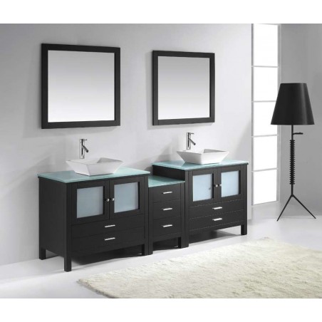Brentford 90" Double Bathroom Vanity Cabinet Set in Espresso