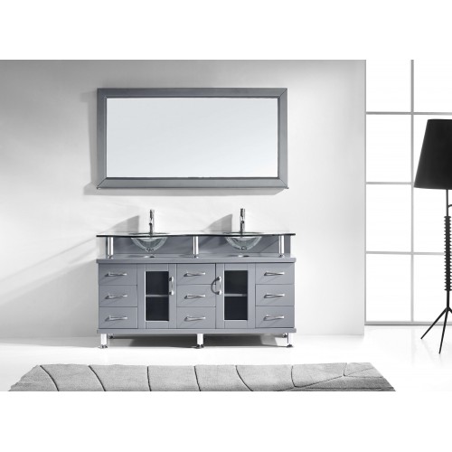 Vincente Rocco 59" Double Bathroom Vanity Cabinet Set in Grey