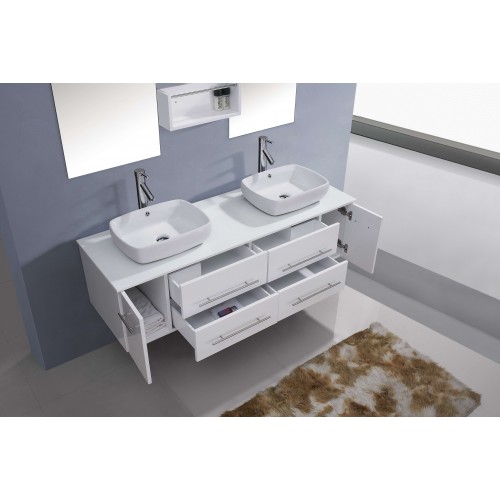 Augustine 59" Double Bathroom Vanity Cabinet Set in White