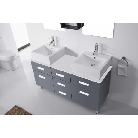 Maybell 56" Double Bathroom Vanity Cabinet Set in Grey