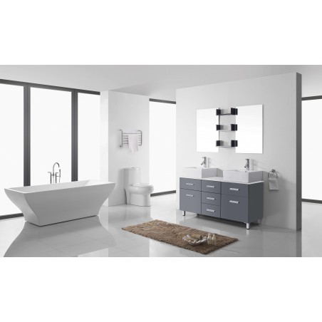 Maybell 56" Double Bathroom Vanity Cabinet Set in Grey