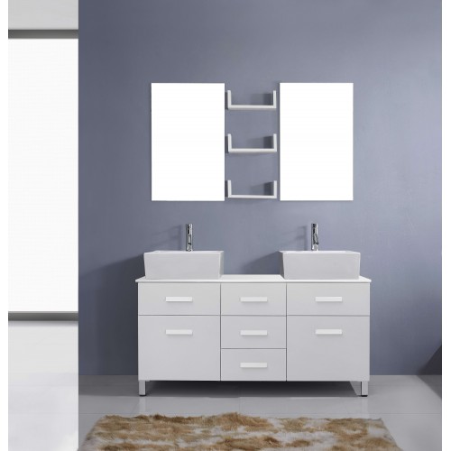 Maybell 56" Double Bathroom Vanity Cabinet Set in White