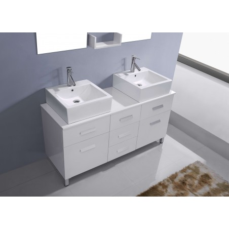 Maybell 56" Double Bathroom Vanity Cabinet Set in White