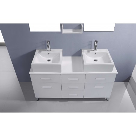 Maybell 56" Double Bathroom Vanity Cabinet Set in White