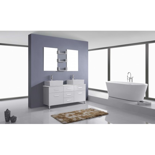 Maybell 56" Double Bathroom Vanity Cabinet Set in White