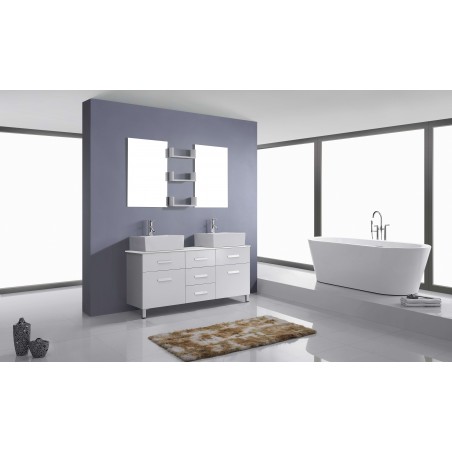 Maybell 56" Double Bathroom Vanity Cabinet Set in White