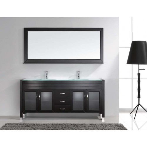 Ava 71" Double Bathroom Vanity Cabinet Set in Espresso