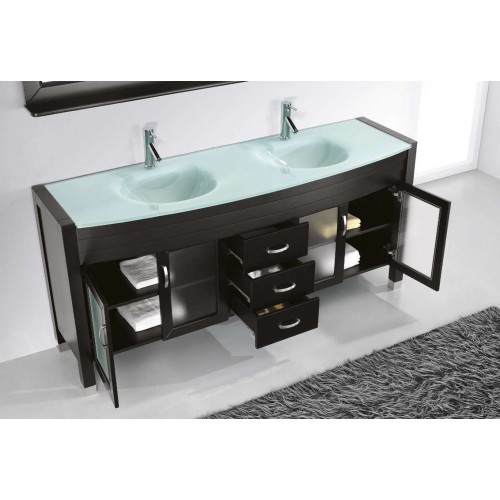 Ava 71" Double Bathroom Vanity Cabinet Set in Espresso