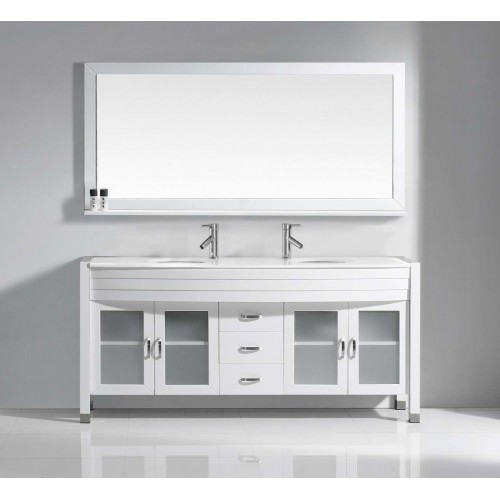 Ava 71" Double Bathroom Vanity Cabinet Set in White