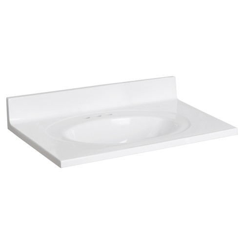 31" Cultured Marble Vanity Top with Integrated Oval Bowl and Back Splash