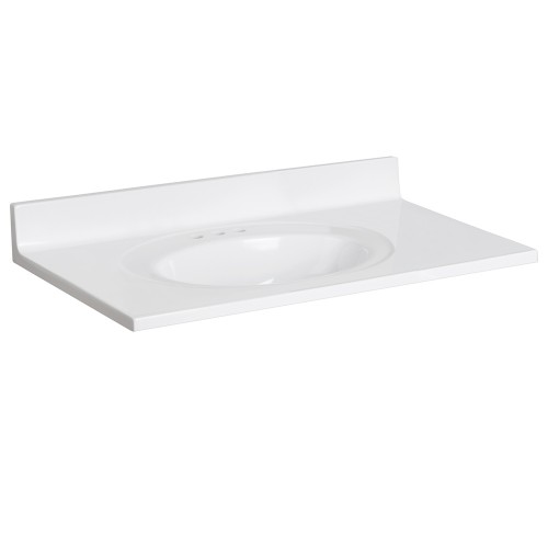 37" Cultured Marble Vanity Top with Integrated Oval Bowl and Back Splash