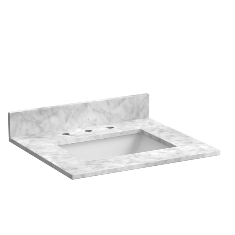 25" Carrara Marble Vantiy Top with Rectangular Bowl