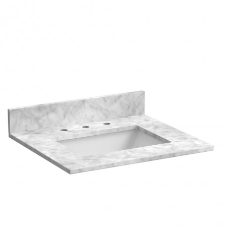 25" Carrara Marble Vantiy Top with Rectangular Bowl