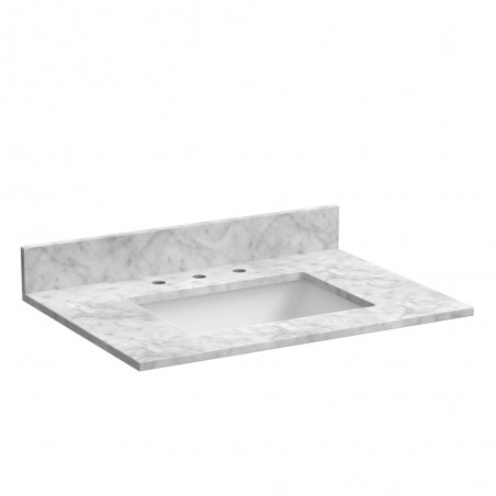 31" Carrara Marble Vantiy Top with Rectangular Bowl