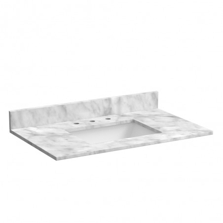 37" Carrara Marble Vantiy Top with Rectangular Bowl