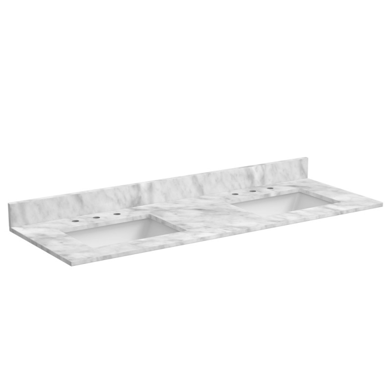 61" Carrara Marble Vantiy Top with Rectangular Bowl