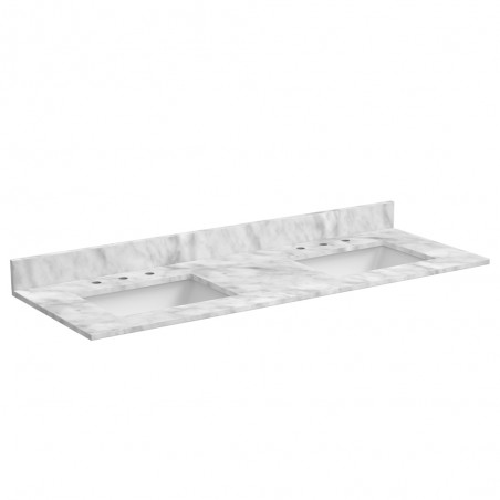 61" Carrara Marble Vantiy Top with Rectangular Bowl