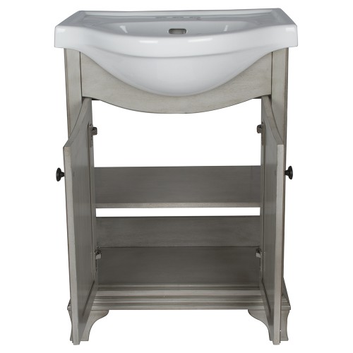 CORSICANA ANTIQUE GREY 26" BATHROOM VANITY WITH VITREOUS CHINA TOP