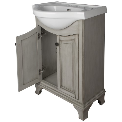 CORSICANA ANTIQUE GREY 26" BATHROOM VANITY WITH VITREOUS CHINA TOP