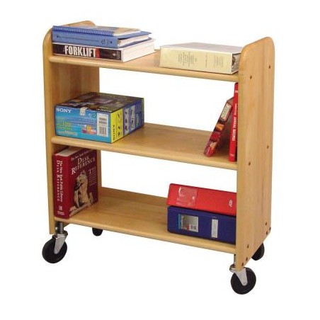 Library Book Truck Natural Birch - Flat Shelves