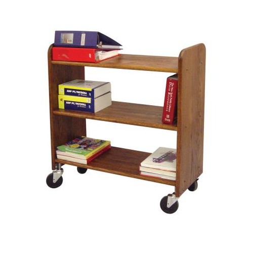 Library Book Truck Walnut Stain Birch - Flat Shelves