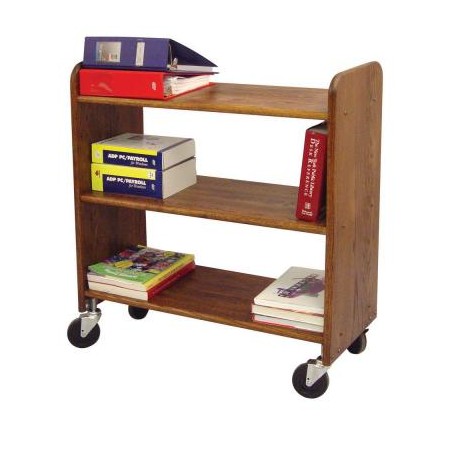 Library Book Truck Walnut Stain Birch - Flat Shelves