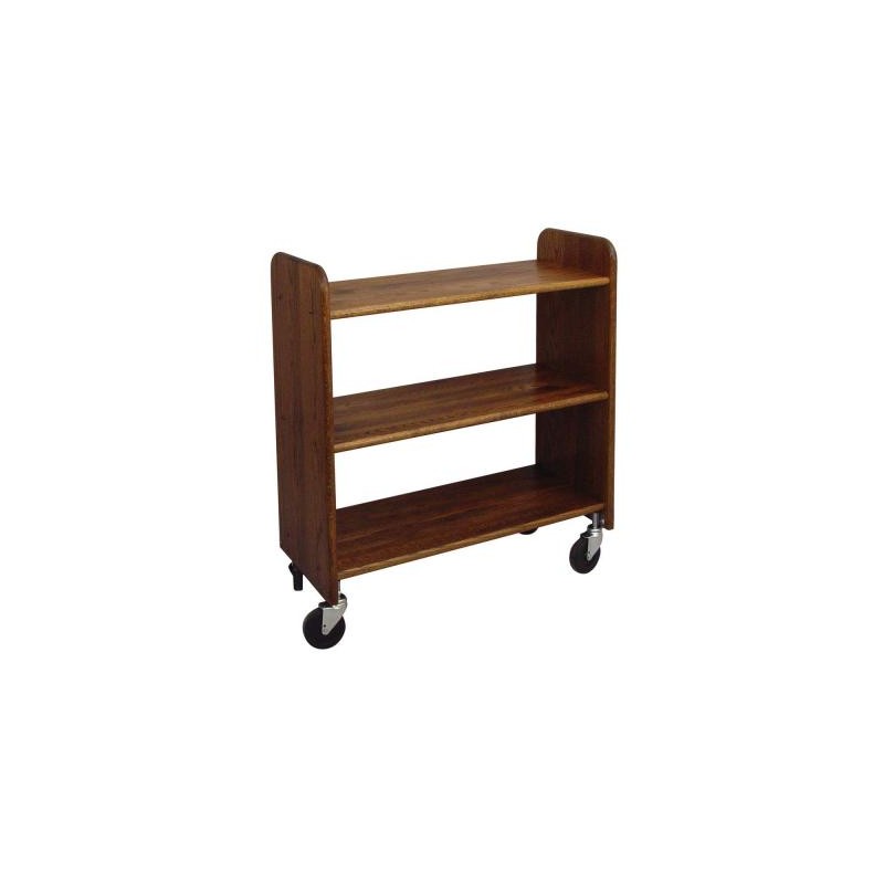 Library Book Truck Walnut Stain Birch - Flat Shelves