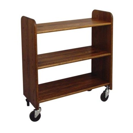 Library Book Truck Walnut Stain Birch - Flat Shelves